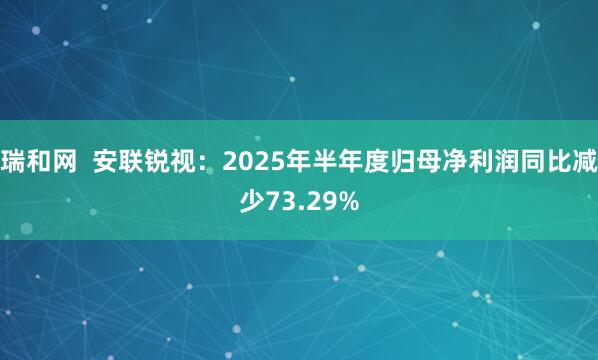 瑞和网  安联锐视：2025年半年度归母净利润同比减少73.29%